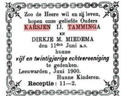 Advertentie zilveren huwelijk Karsjen Y en Dirkje Miedema N1_1